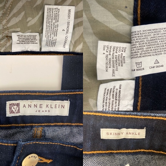 Anne Klein Skinny Zipper Ankle Jean Size 4 Missy - Picture 8 of 8
